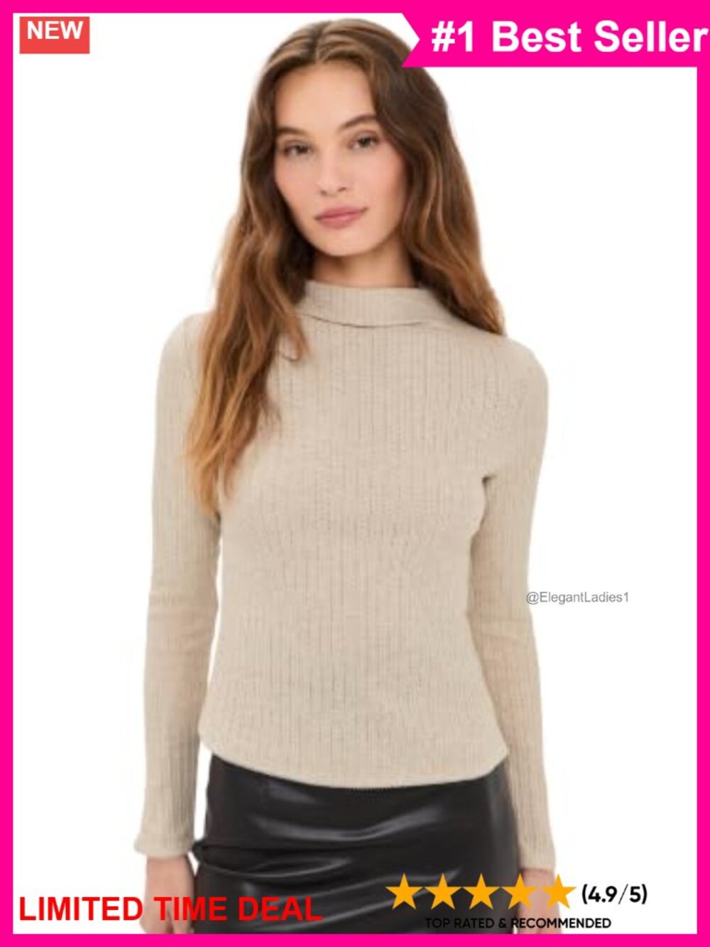 Pointelle Knit Mock Neck Long Sleeve Top